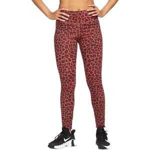 NIKE Woman Dri-FIT Animal Printed Mid-rise Leggings Burgundy/Black Sparkling, S